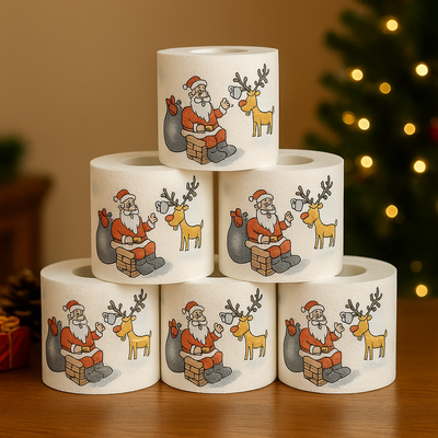 Santa’s Surprise Christmas Toilet Paper - Funny Holiday Gift Idea